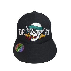 Leata Black SnapbackHat‎ PirateSkull Embroidered
Cap RareFind KoreaMade Wool BL